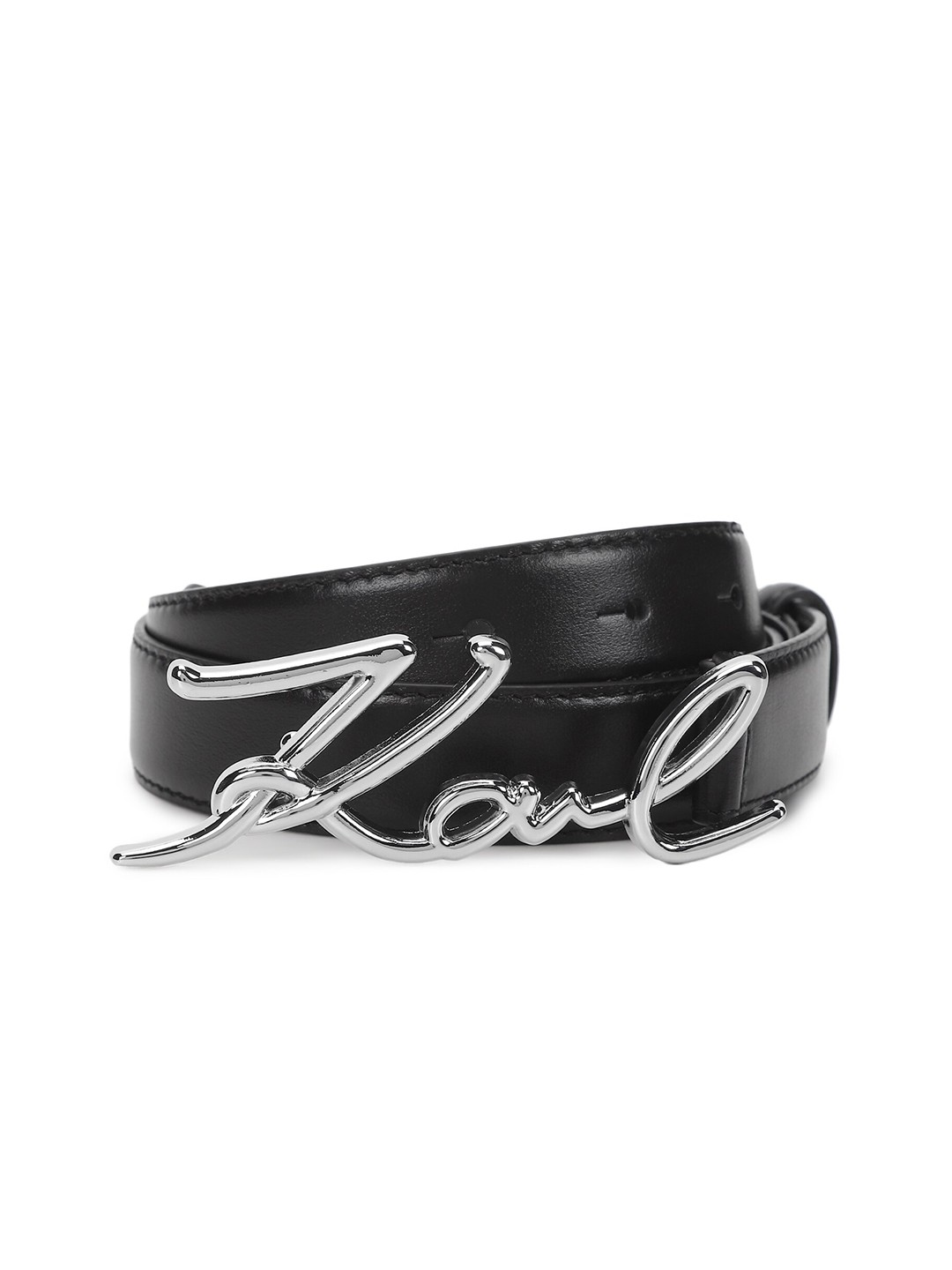 

Karl Lagerfeld Women Leather Slim Belt, Black