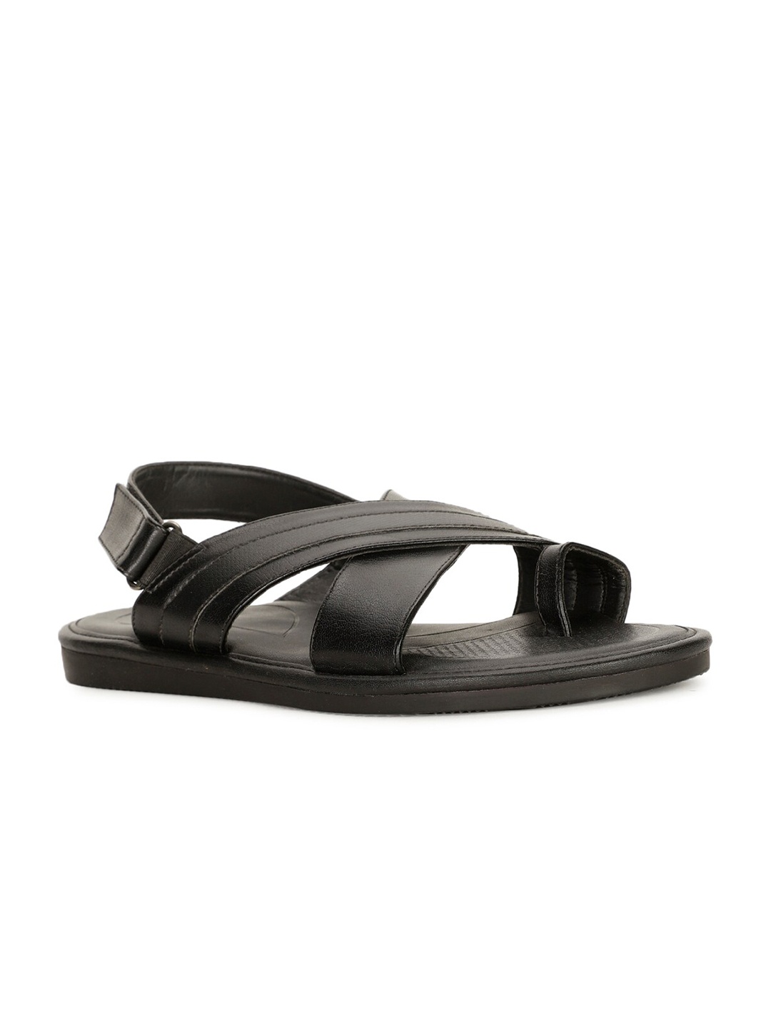 

Bata Men Textured Cross Strap Comfort Sandals With Backstrap, Black