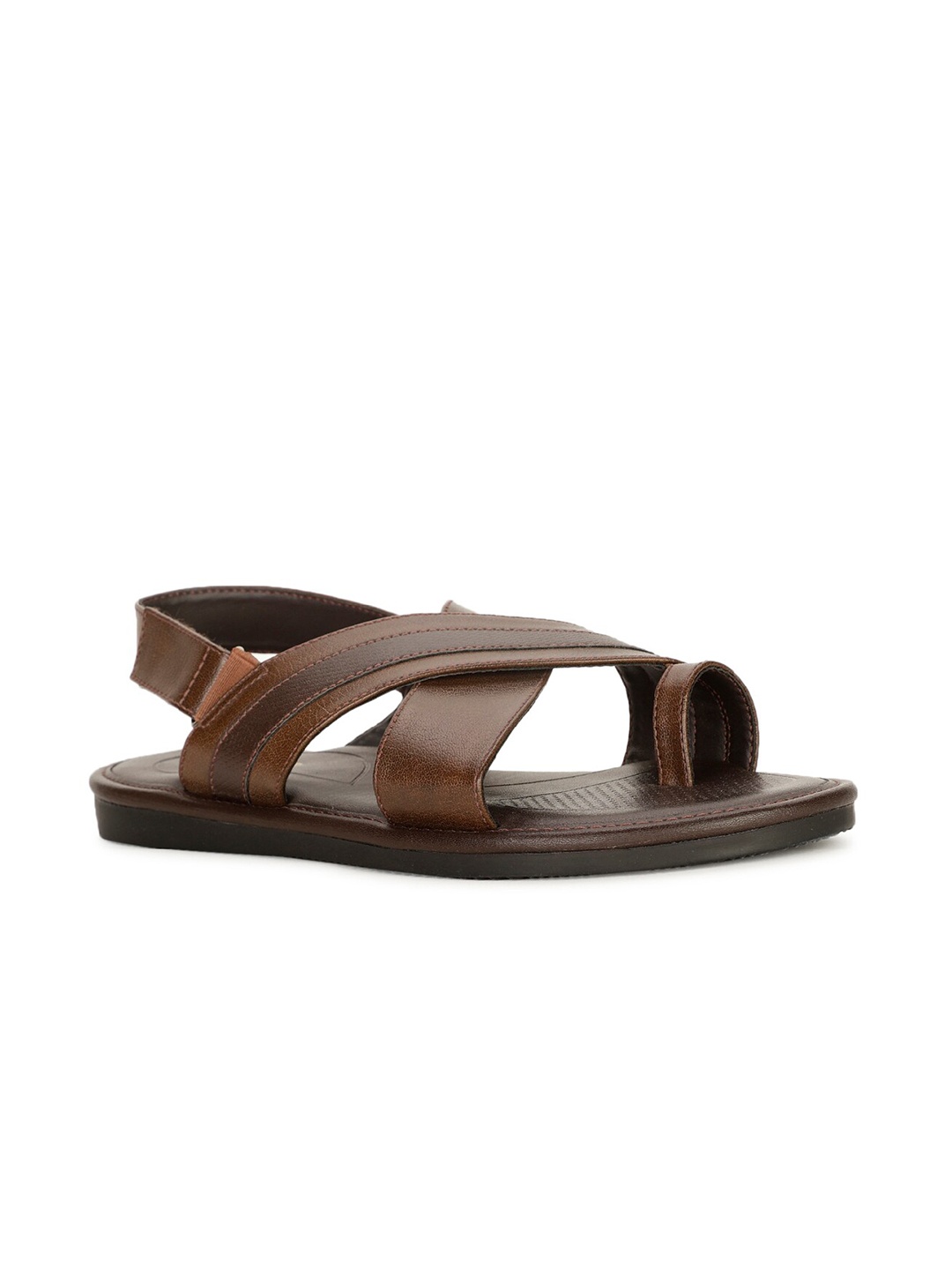 

Bata Men Textured One Toe Comfort Sandals, Brown