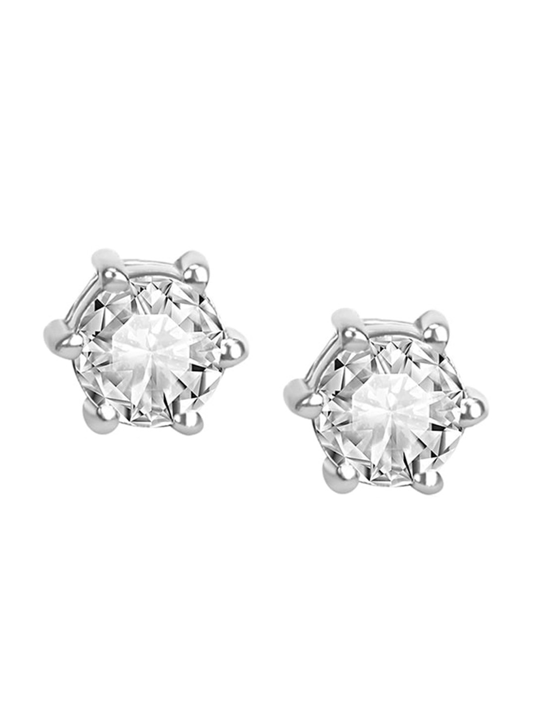 

March by FableStreet Rhodium-Plated Cubic Zirconia Circular Studs, Silver