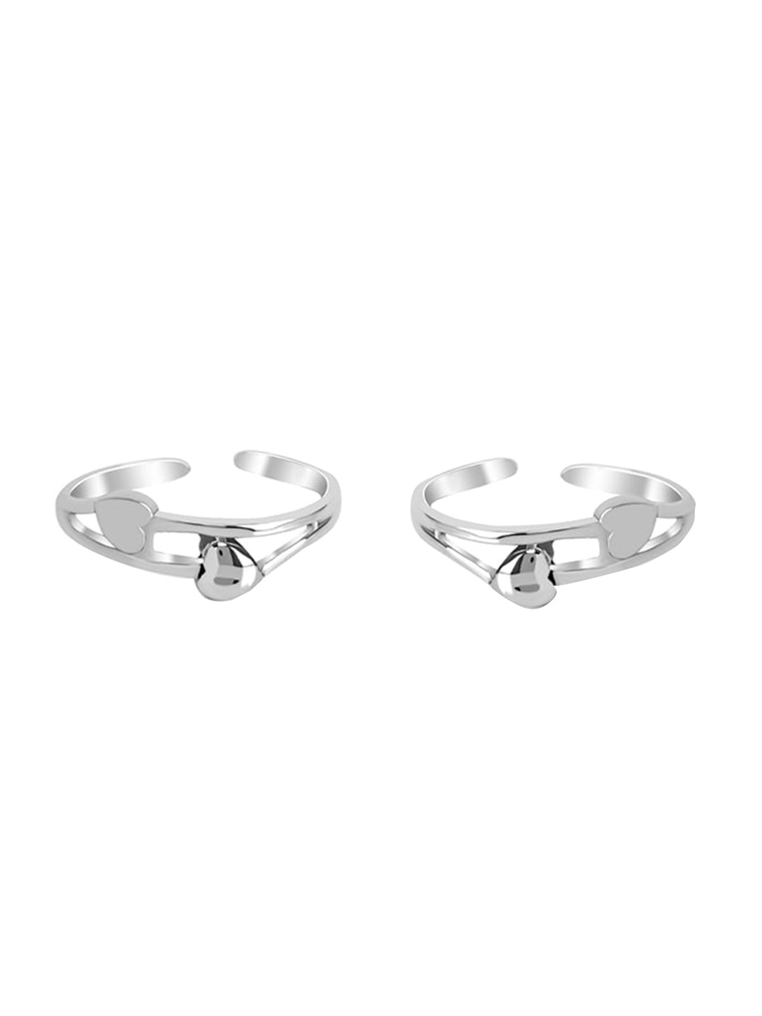 

March by FableStreet Sterling Silver Heart Shaped Adjustable Toe-Rings