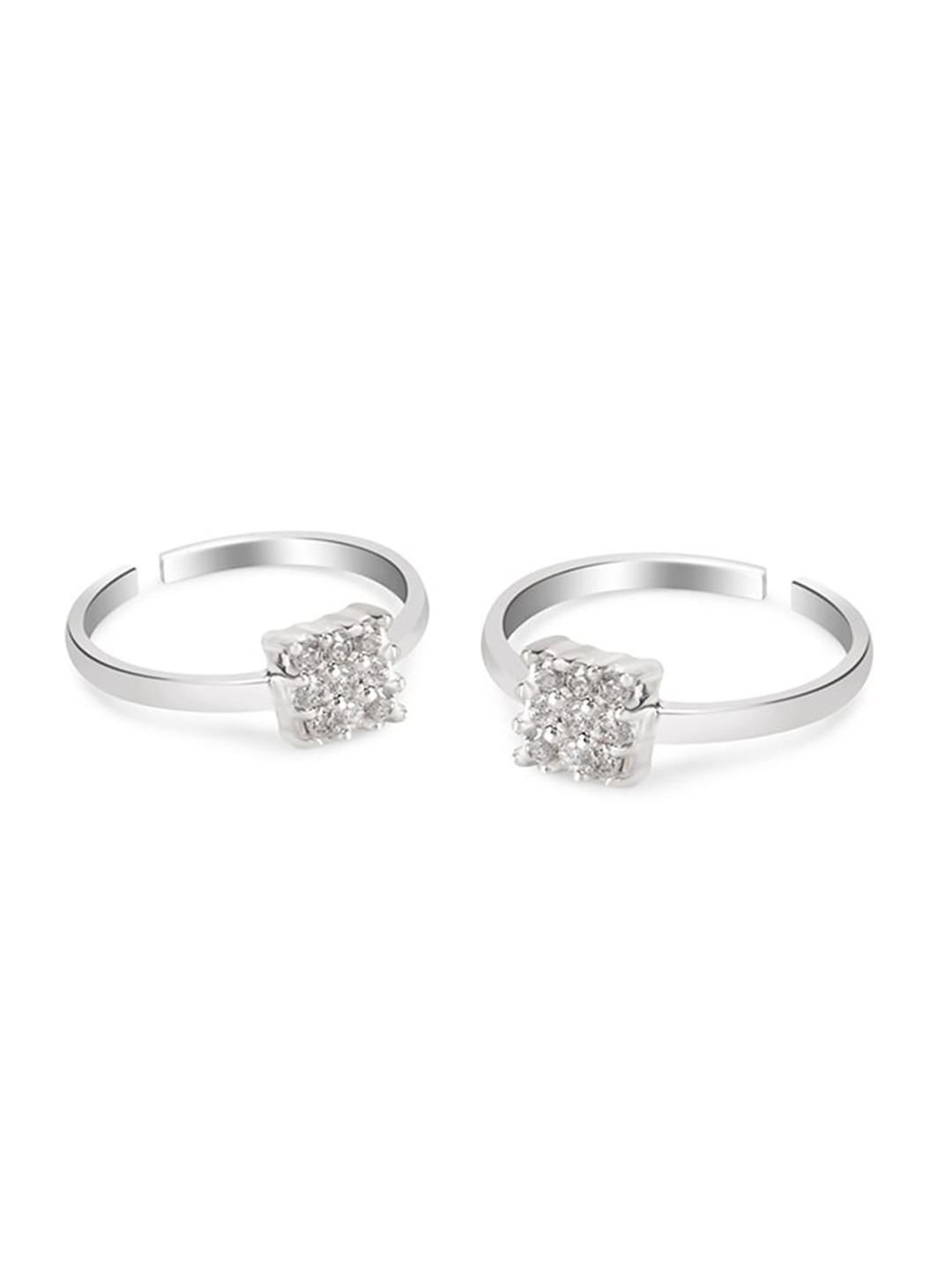 

March by FableStreet 2-Pcs Silver Plated Square Toe Rings