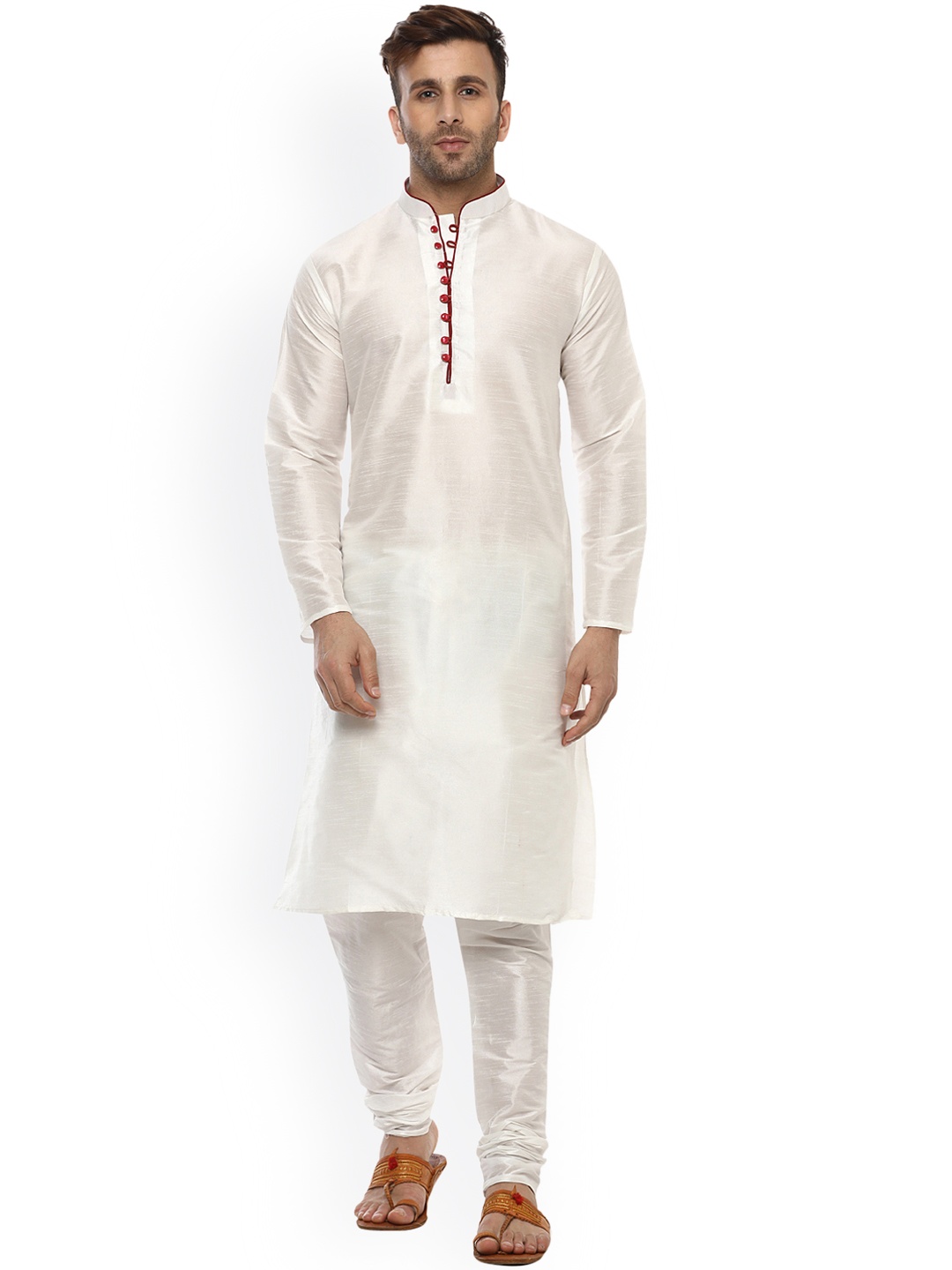 

Hangup Men White Solid Straight Kurta