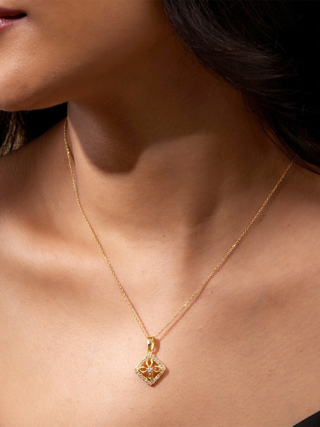 

March by FableStreet Sterling Silver Gold-Plated Pendant With Chain