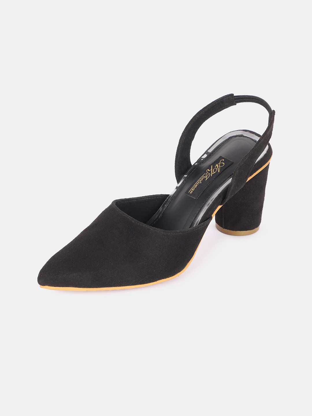 

AZ Footwear Pointed Toe Block Mules With Backstrap, Grey