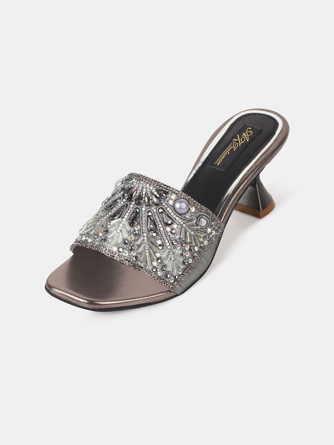 

AZ Footwear Ethnic Embellished Party Block Heels, Black