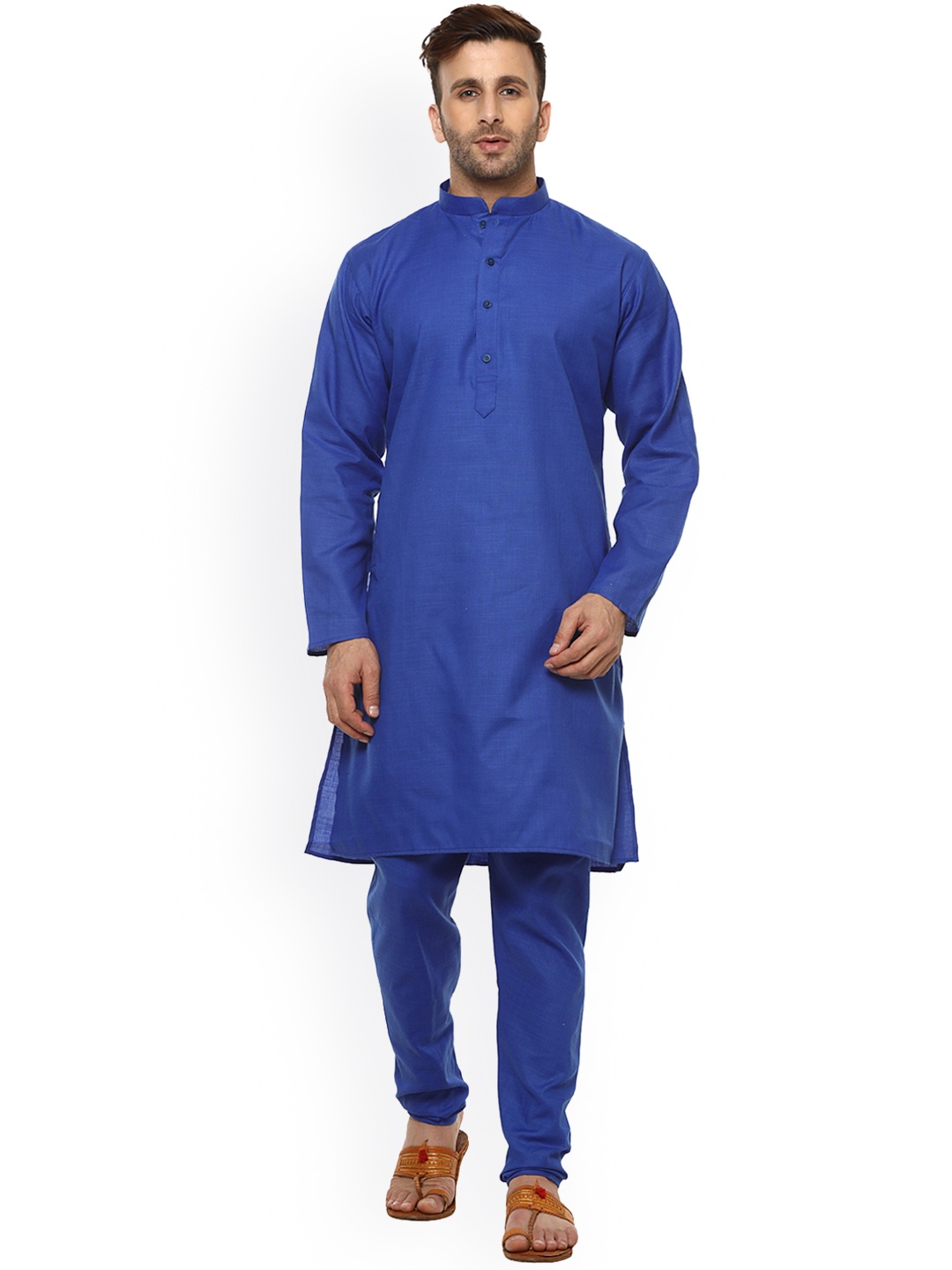 

Hangup Men Blue Solid Straight Kurta