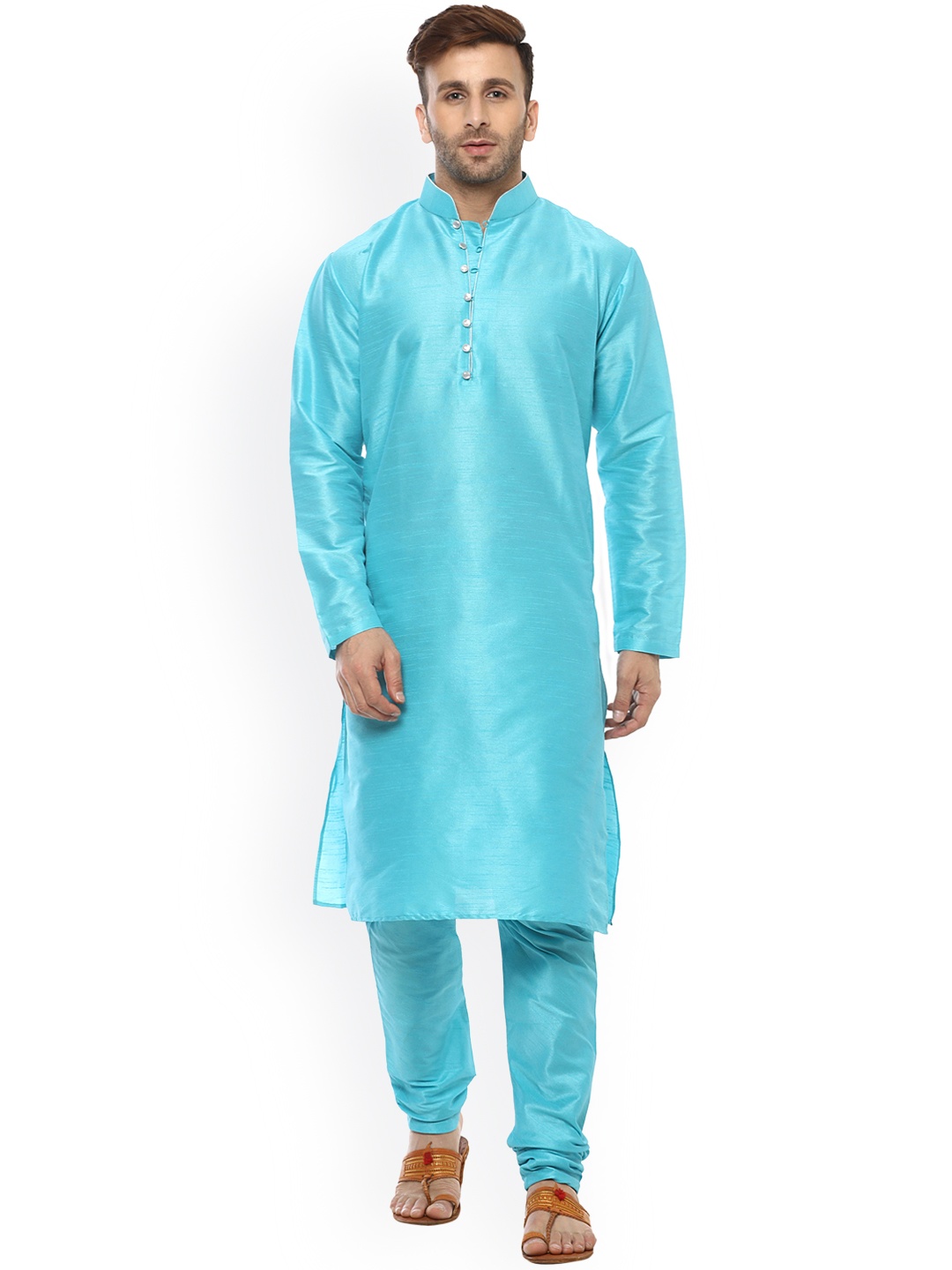 

Hangup Men Blue Solid Straight Kurta