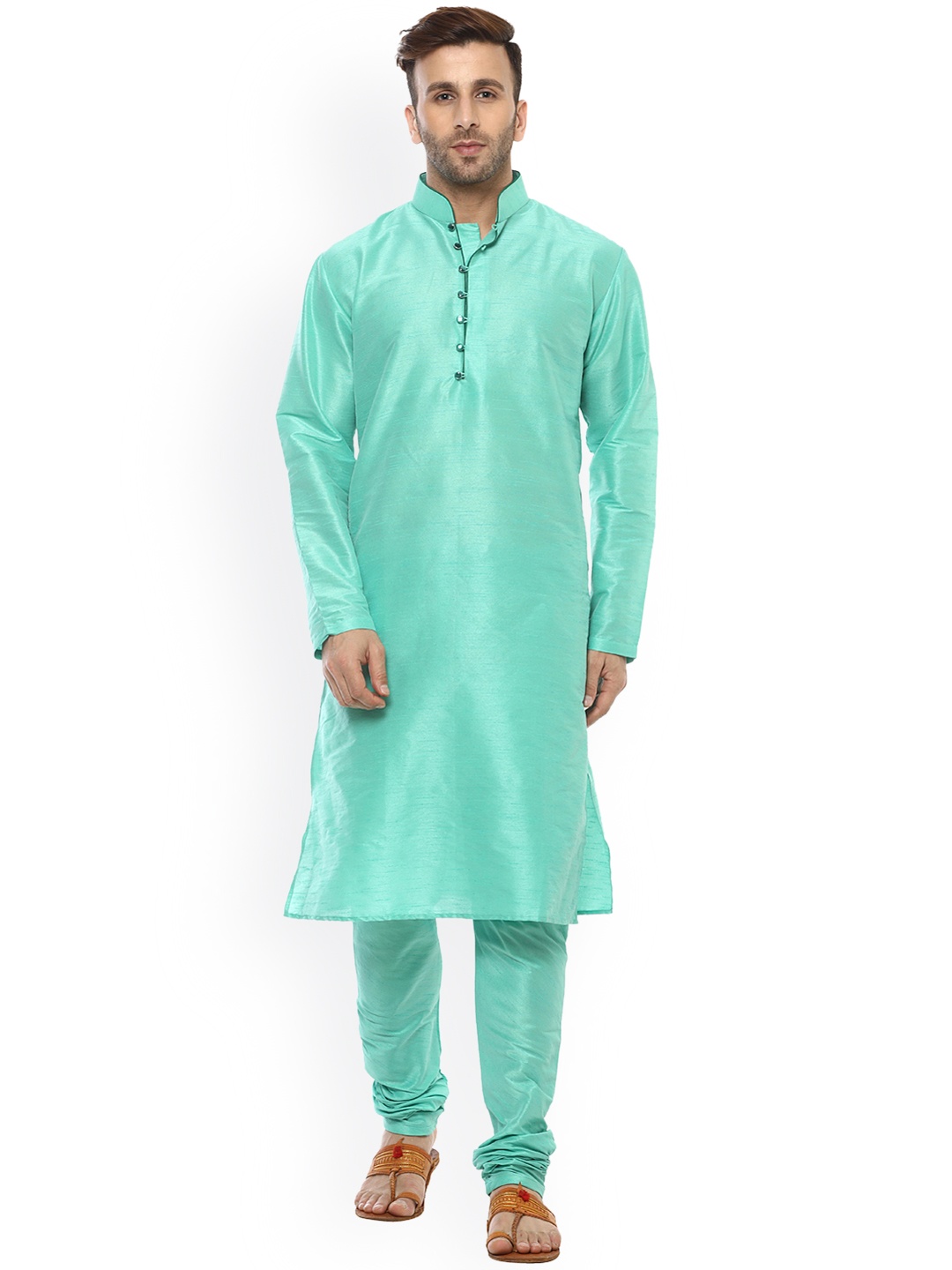 

Hangup Men Sea Green Solid Straight Kurta