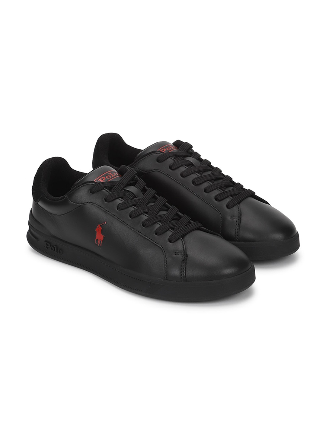 

Polo Ralph Lauren Men Side Logo Leather Sneakers, Black