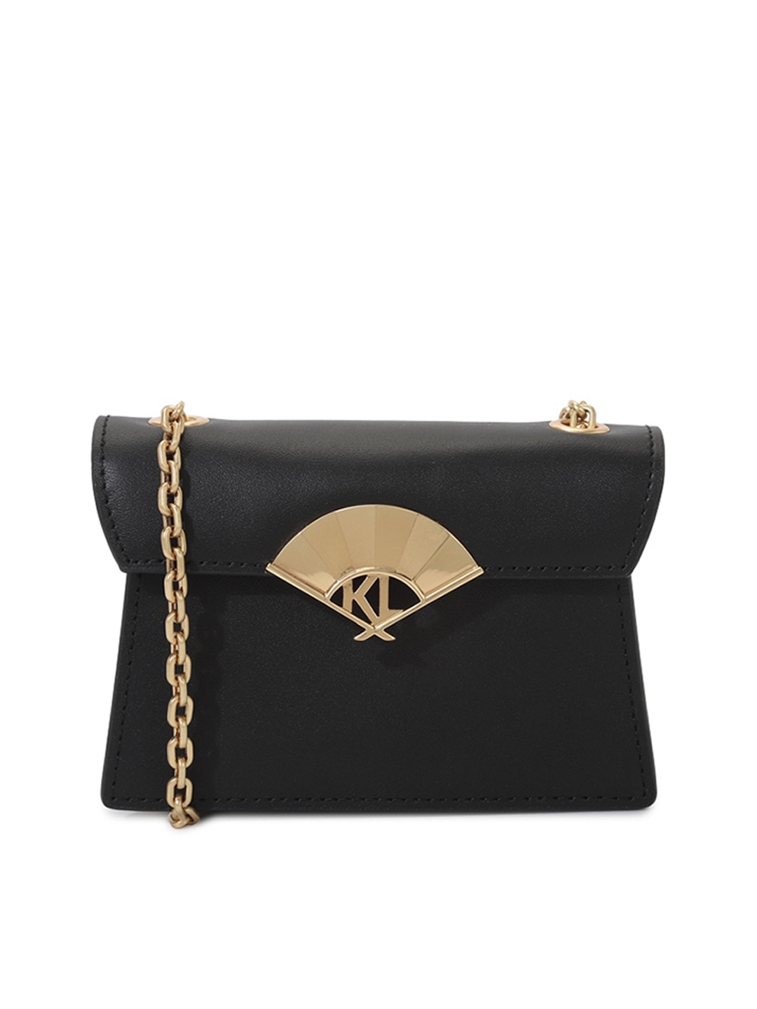 

Karl Lagerfeld Leather Structured Sling Bag, Black