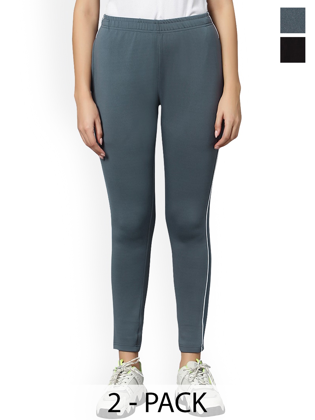 

Omtex Women Pack Of 2 Mid Rise Track Pants, Grey