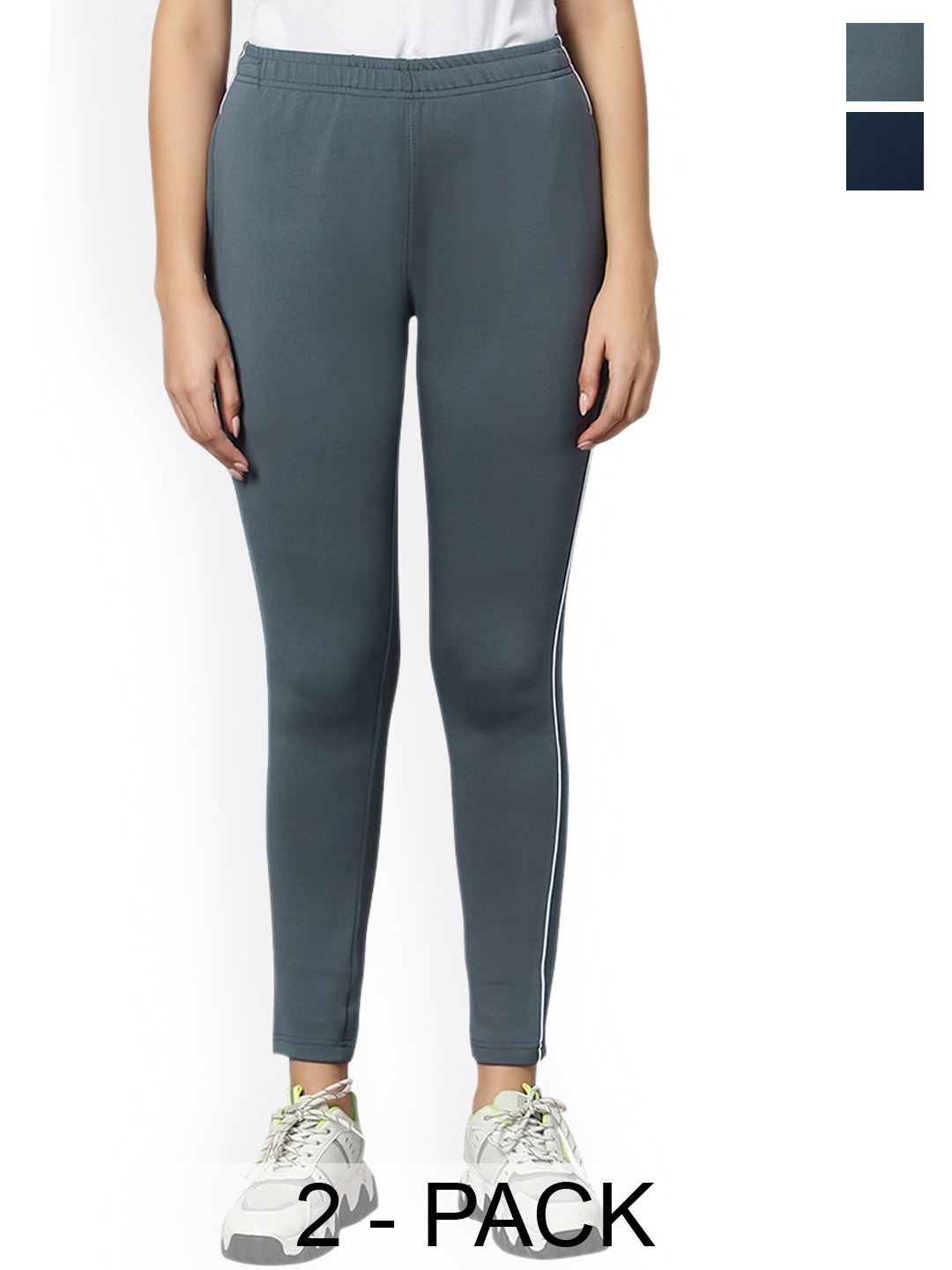 

Omtex Women Pack Of 2 Mid Rise Track Pants, Grey