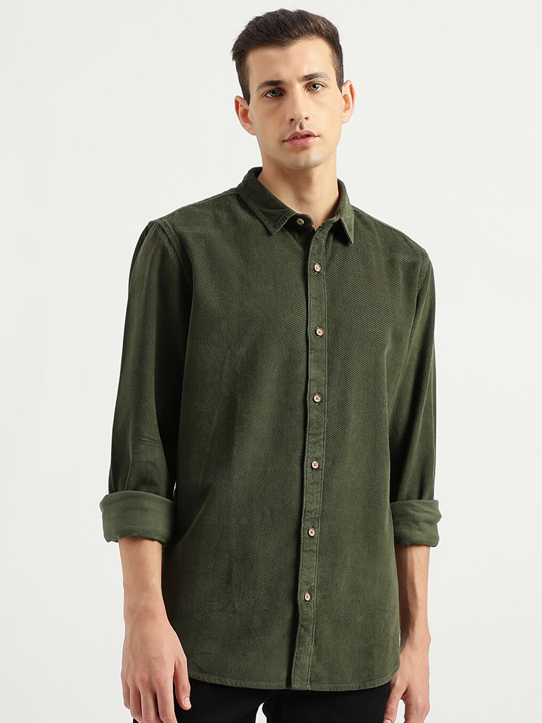 

United Colors of Benetton Cotton Opaque Casual Shirt, Olive