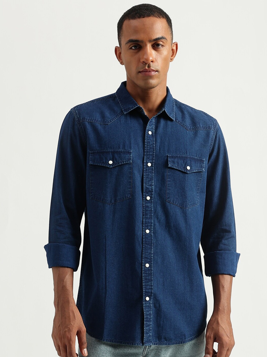 

United Colors of Benetton Cotton Opaque Casual Shirt, Blue