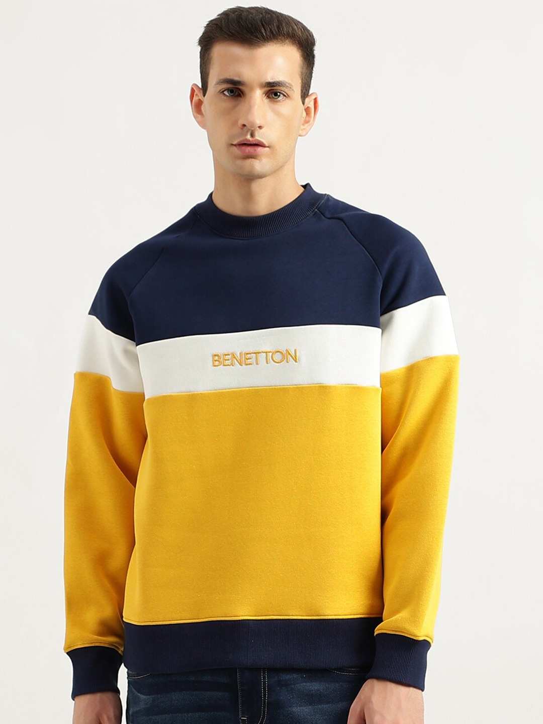 

United Colors of Benetton Colourblocked Pullover, Blue