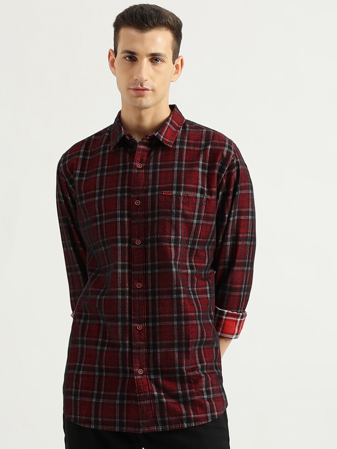 

United Colors of Benetton Tartan Checked Cotton Casual Shirt, Red