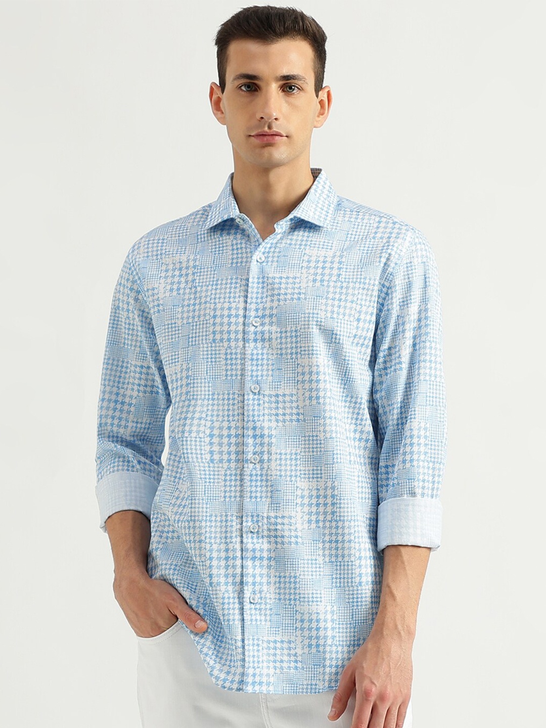 

United Colors of Benetton Slim Fit Tartan Checked Cotton Casual Shirt, Blue