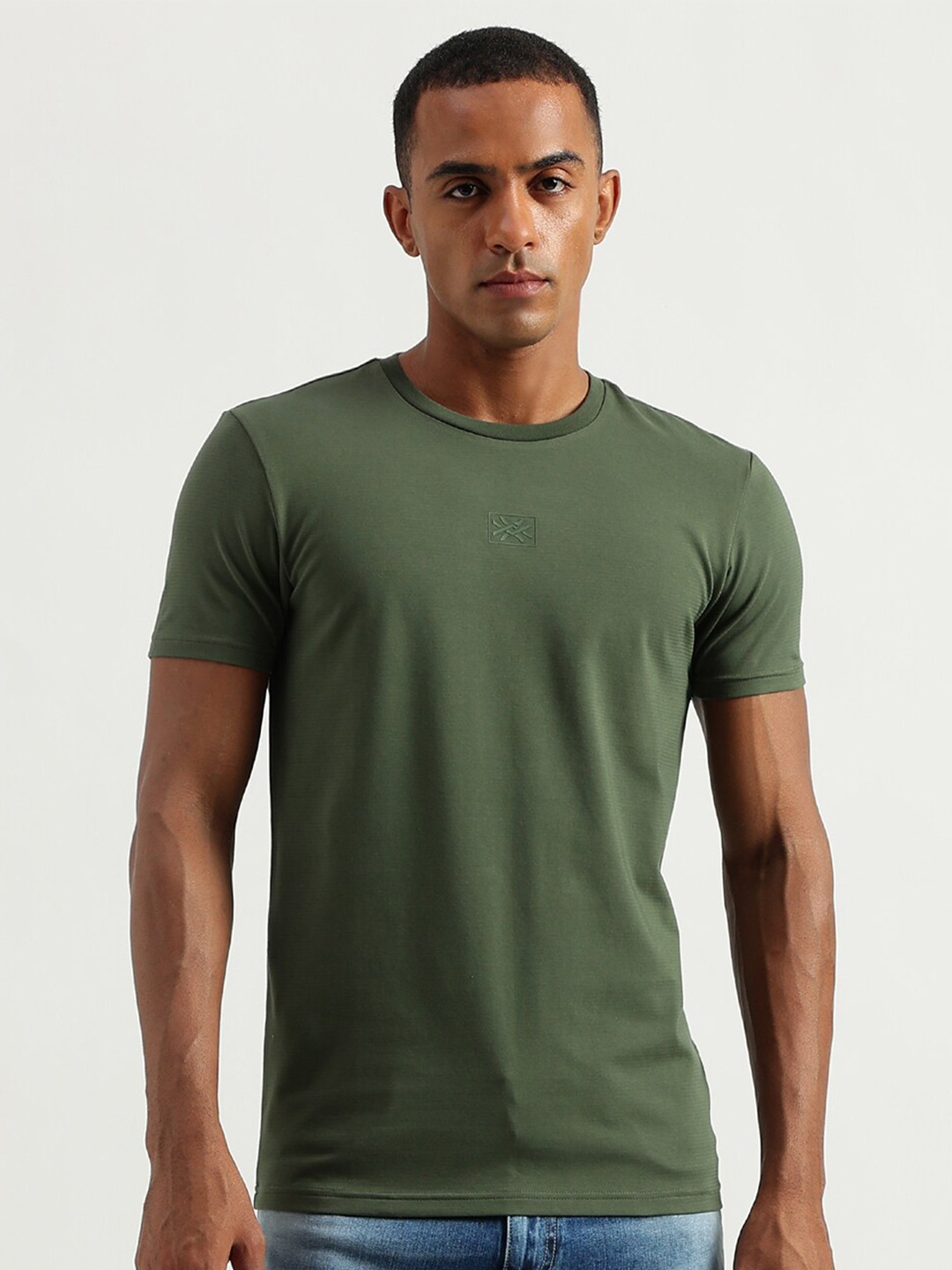

United Colors of Benetton Regular Fit Cotton Casual T-shirt, Olive