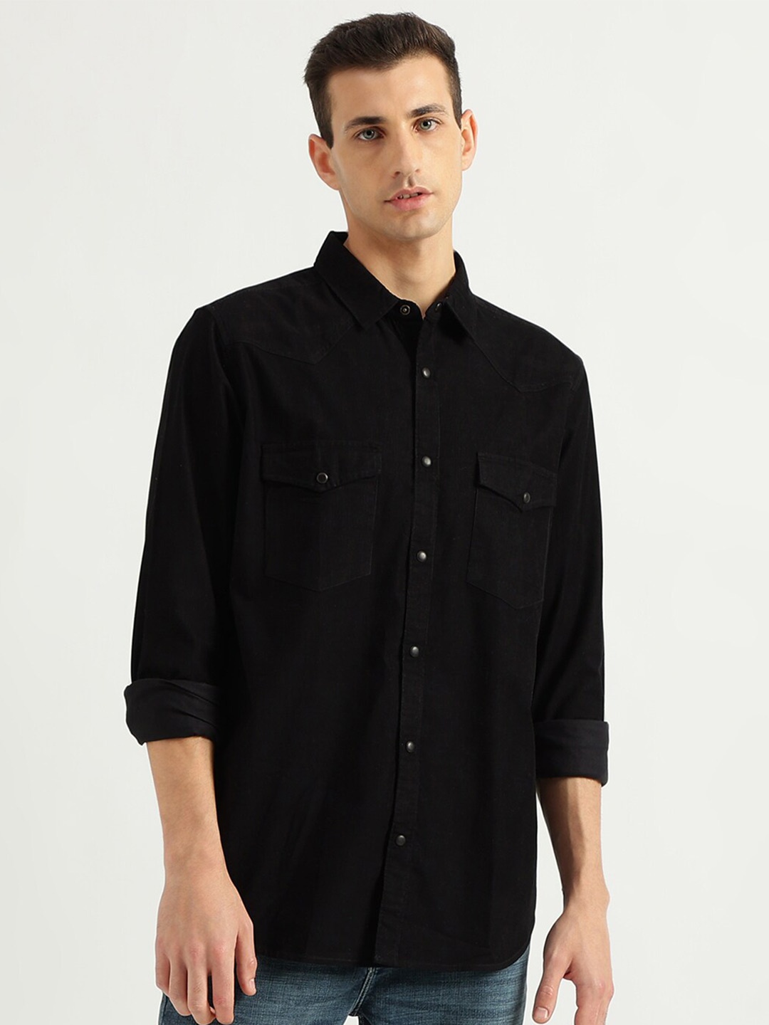 United Colors of Benetton Cotton Opaque Casual Shirt, Black