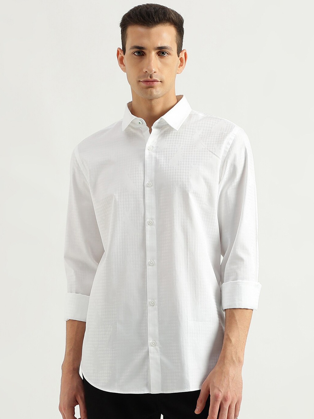 

United Colors of Benetton Cotton Slim Fit Opaque Casual Shirt, White