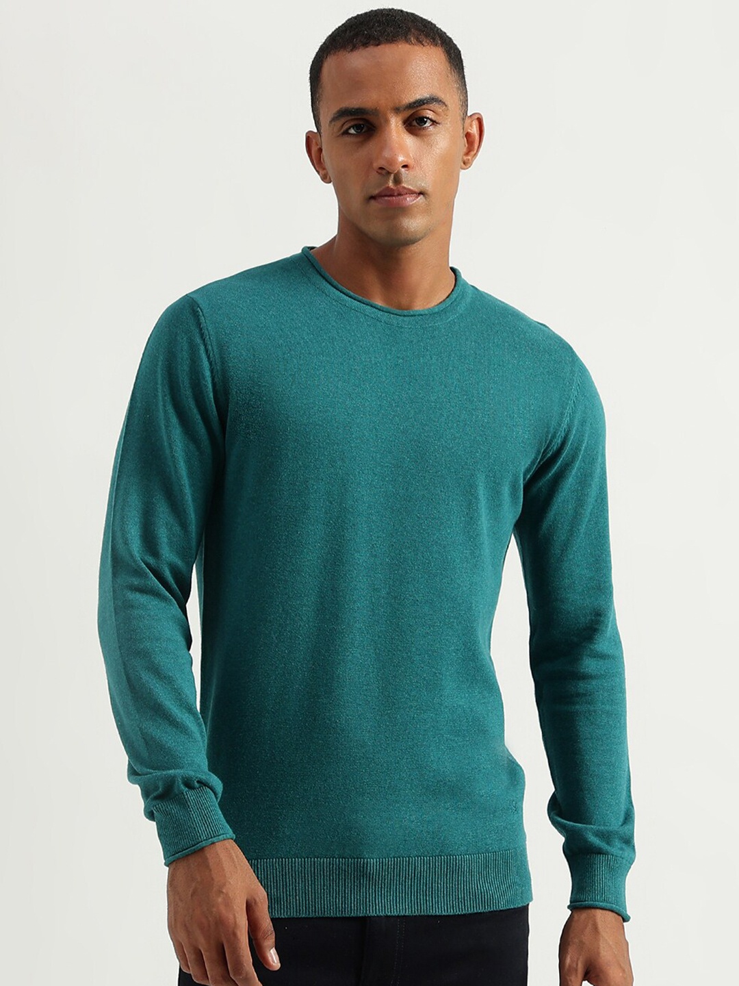 

United Colors of Benetton Round Neck Cotton Pullover, Green