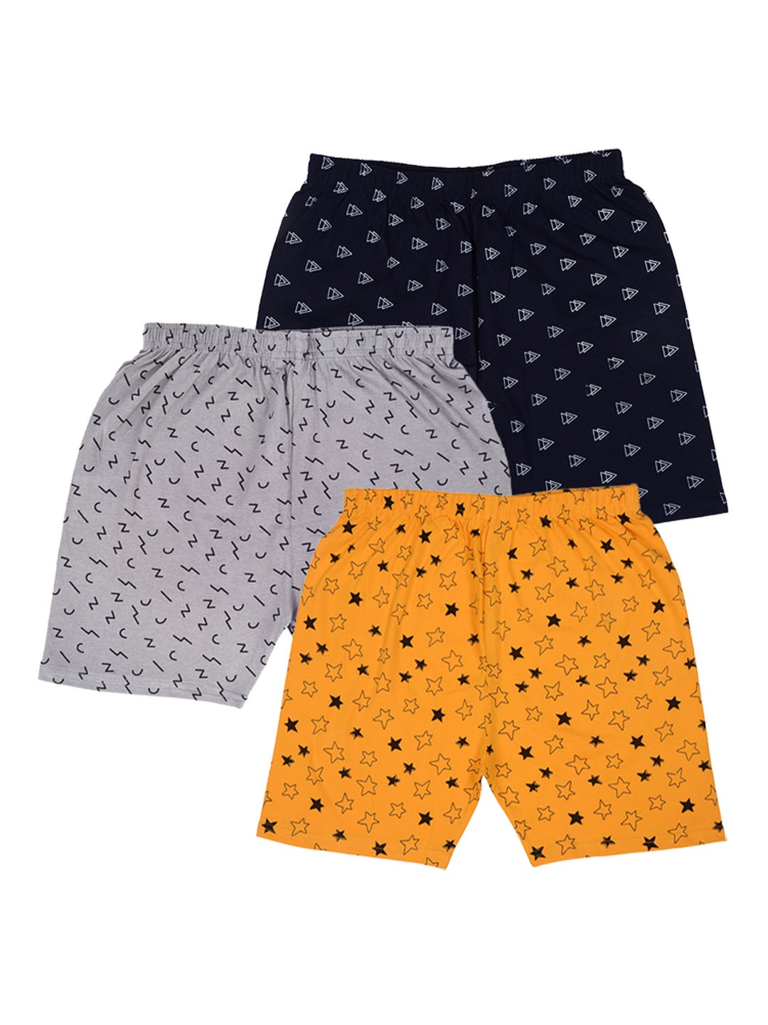 

BAESD Boys Pack Of 3 Geometric Printed Pure Cotton Shorts, Yellow
