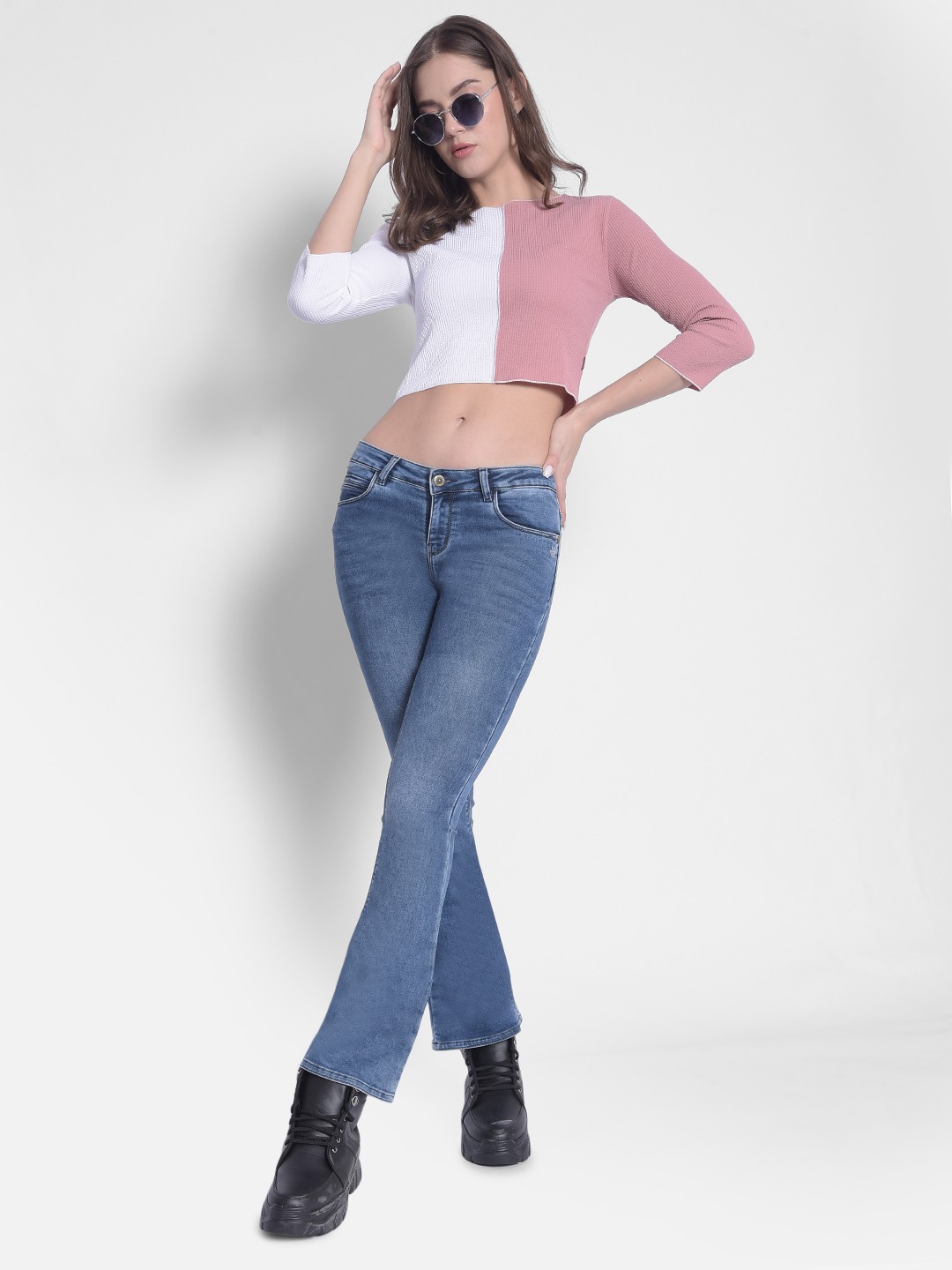 

Crimsoune Club Coloublocked Crop T-shirt, Pink