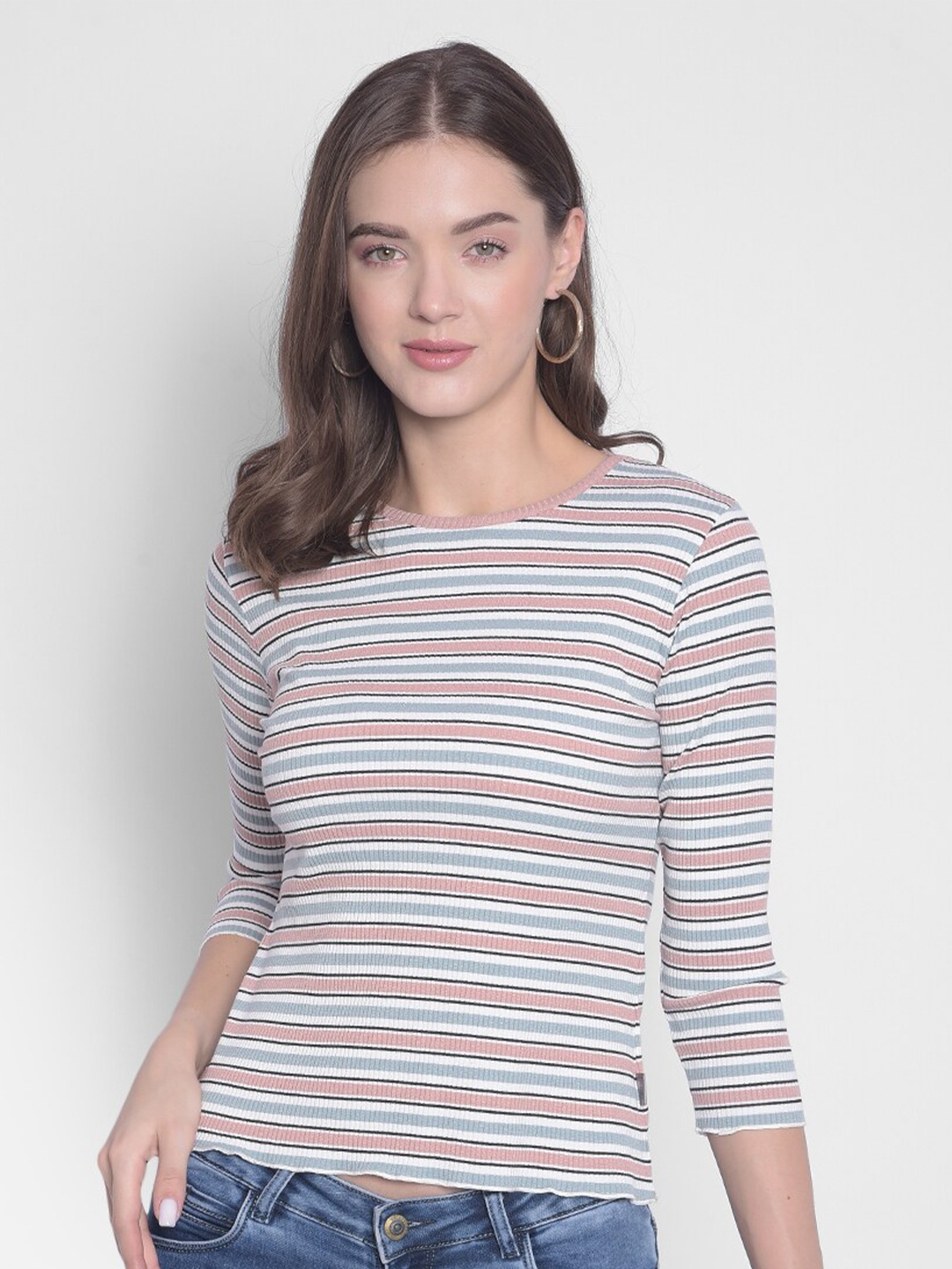 

Crimsoune Club Striped Slim Fit T-shirt, Pink