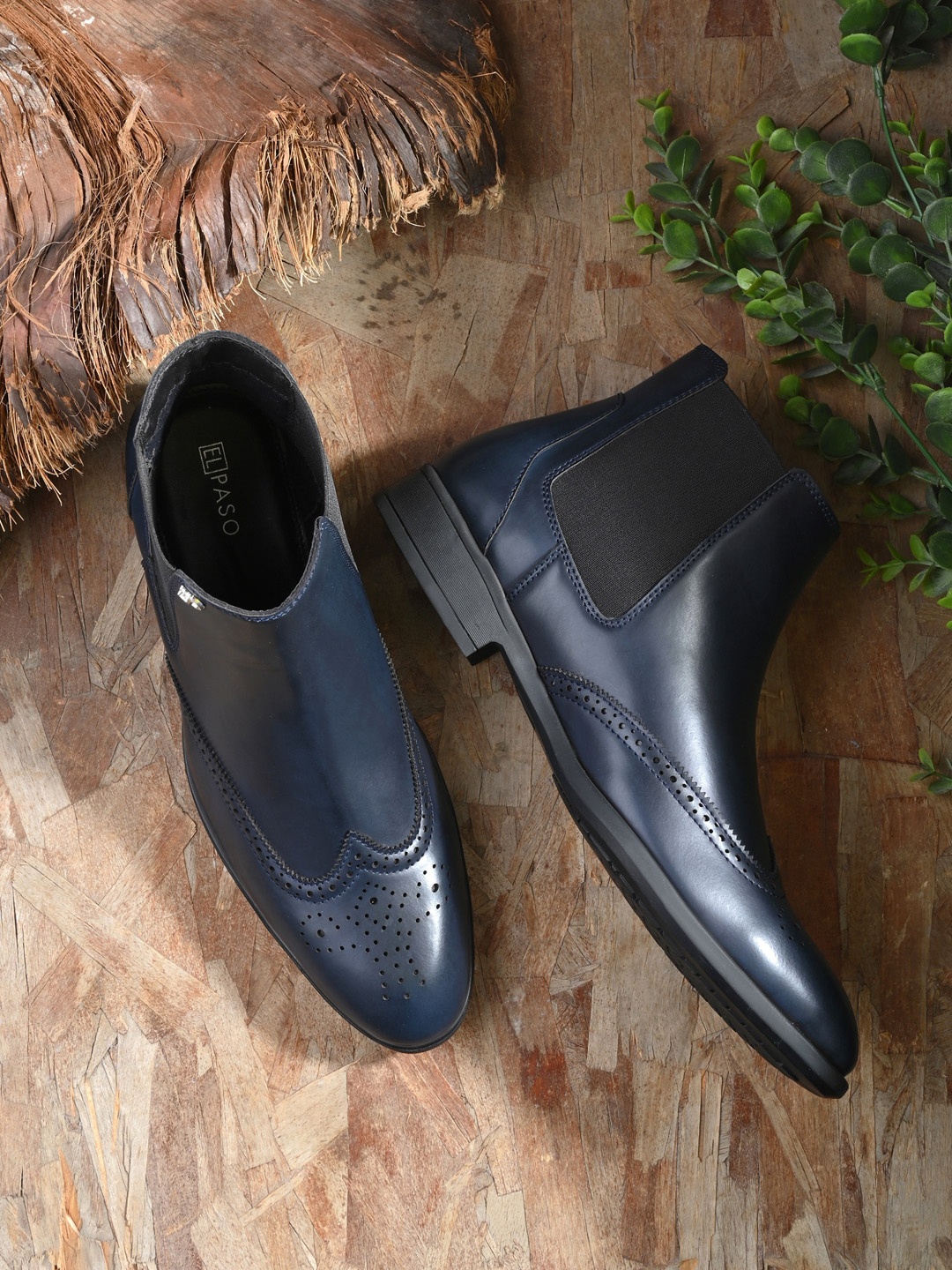 

El Paso Men Mid Top Textured Chelsea Boots, Navy blue