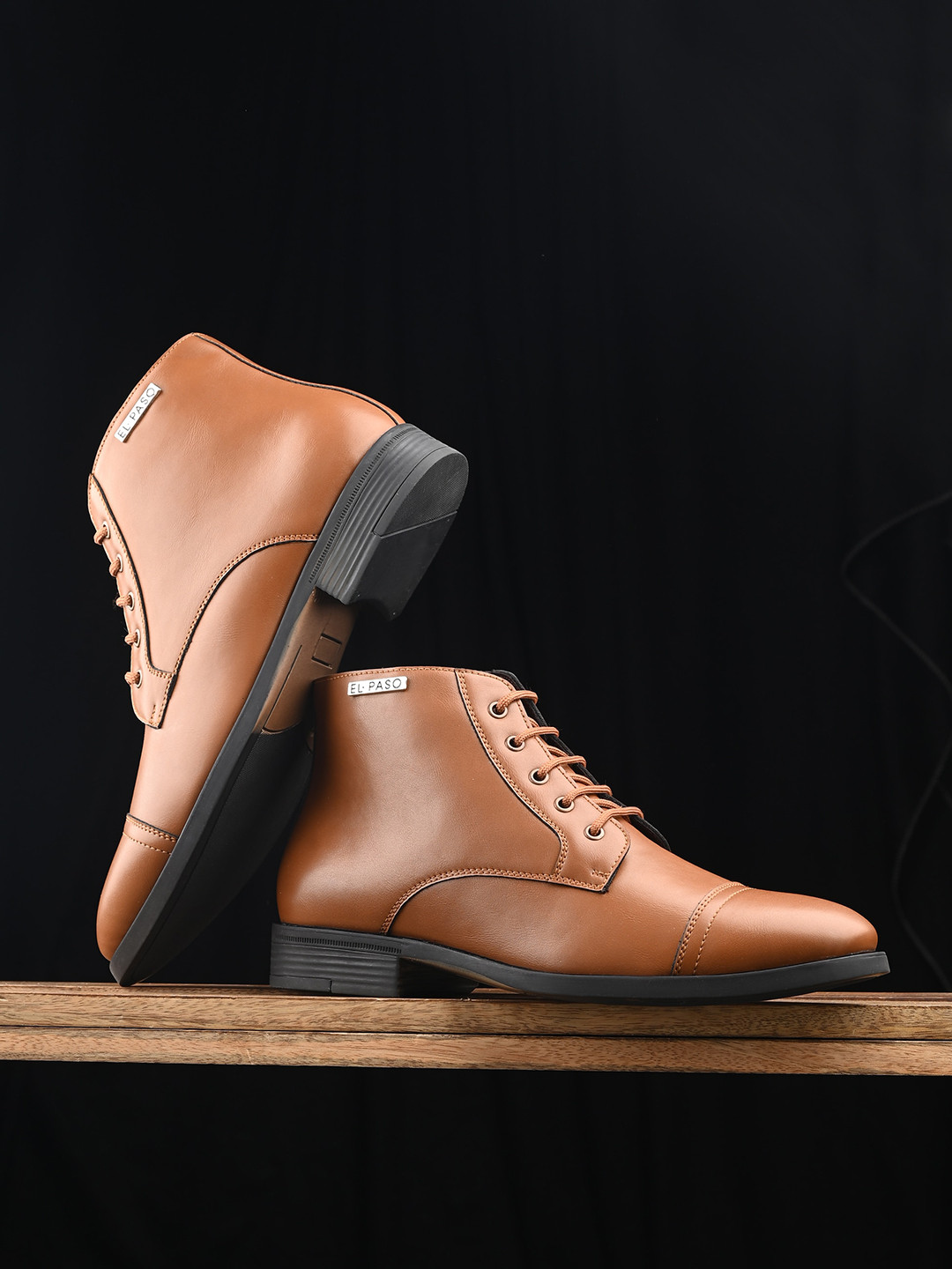 

El Paso Men Mid Top Formal Regular Boots, Tan