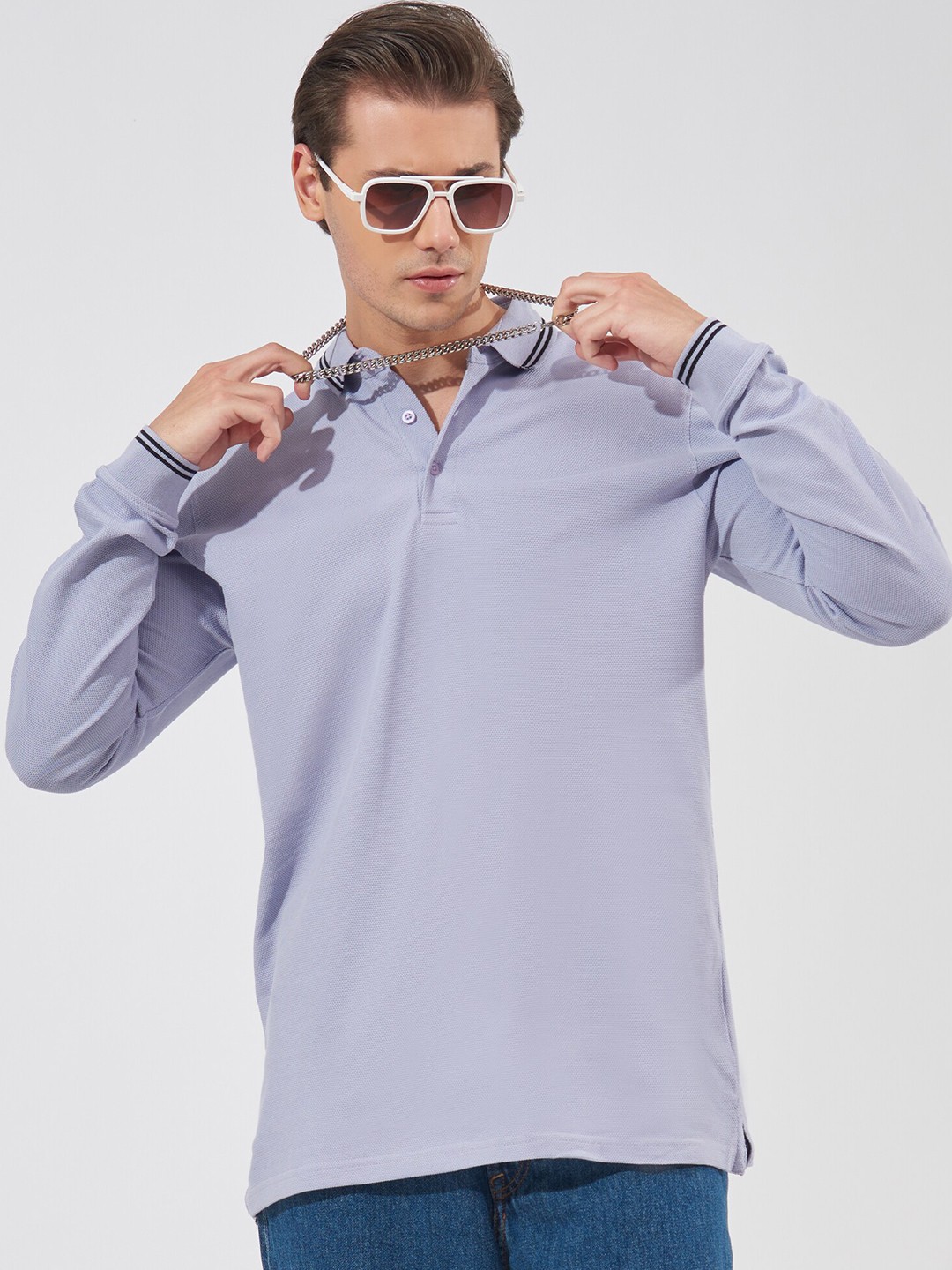 

Maniac Polo Collar Cotton Slim Fit T-shirt, Lavender