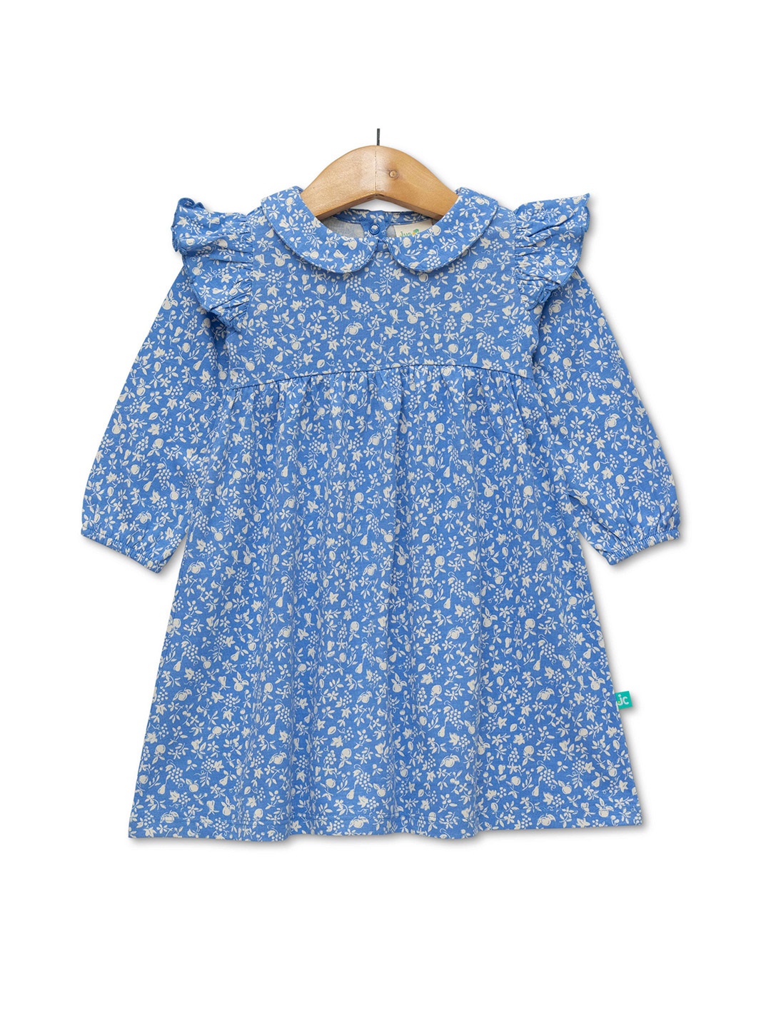 

JusCubs Girls Floral Printed Peter Pan Collar Cotton Dress, Blue