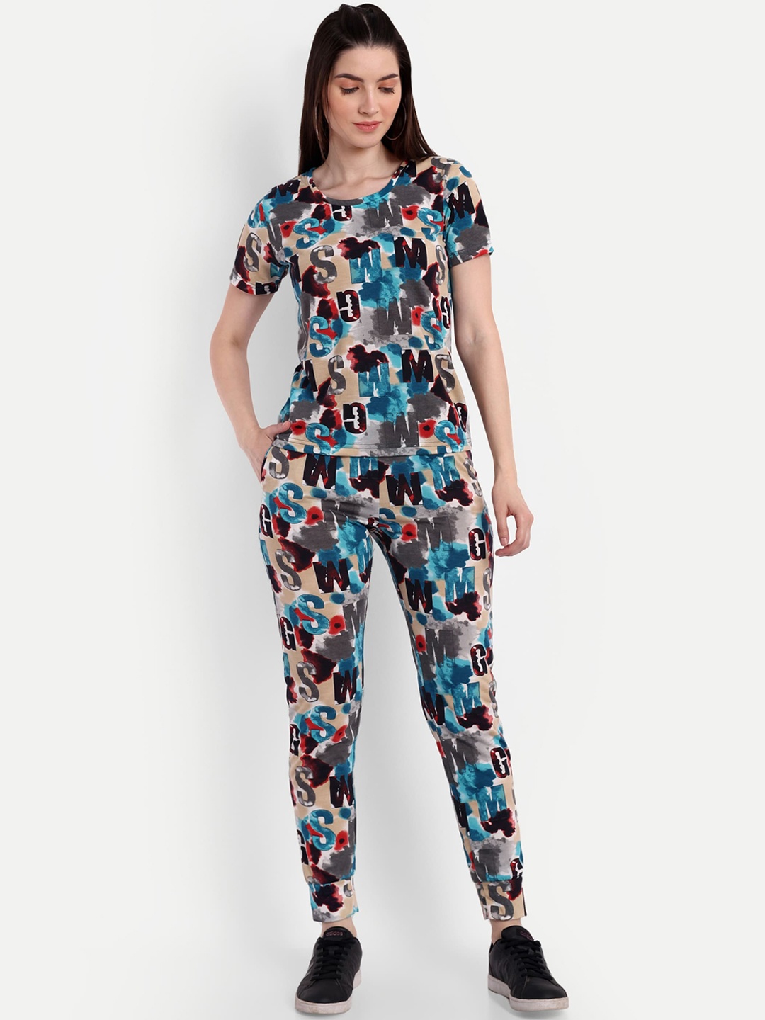 

VISO Abstract Printed T-shirt & Trousers, Blue