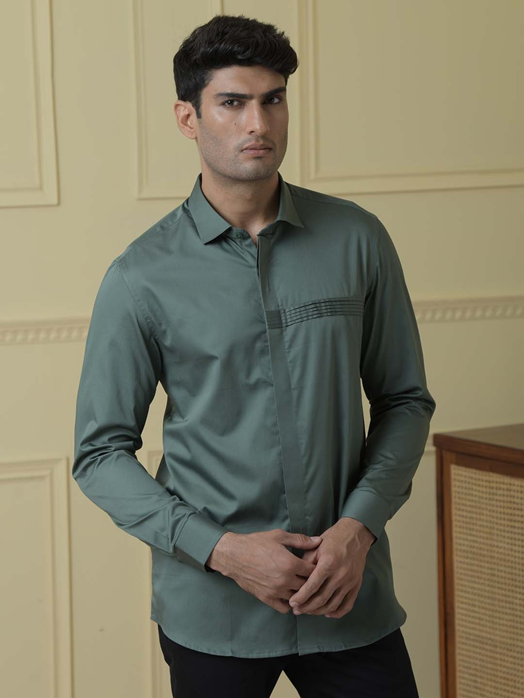 

HILO DESIGN Comfort Cotton Casual Shirt, Olive