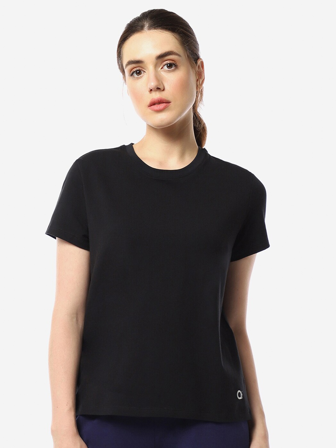 

Amante Round Neck Short Sleeve Pure Cotton Regular T-shirt, Black
