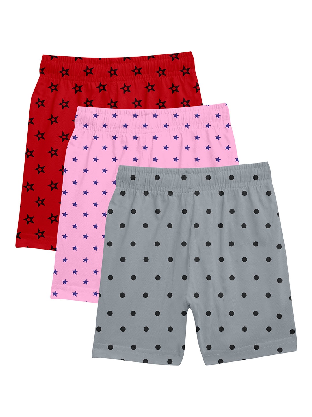 

BAESD Girls Pack Of 3 Geometric Printed Pure Cotton Shorts, Red