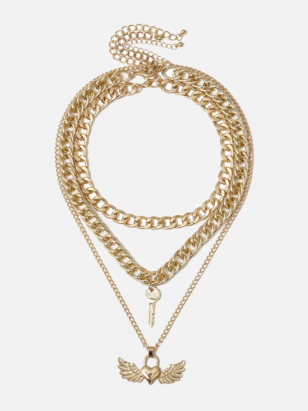 

Krelin Gold-Plated Angel Wings Layered Pendant Chain