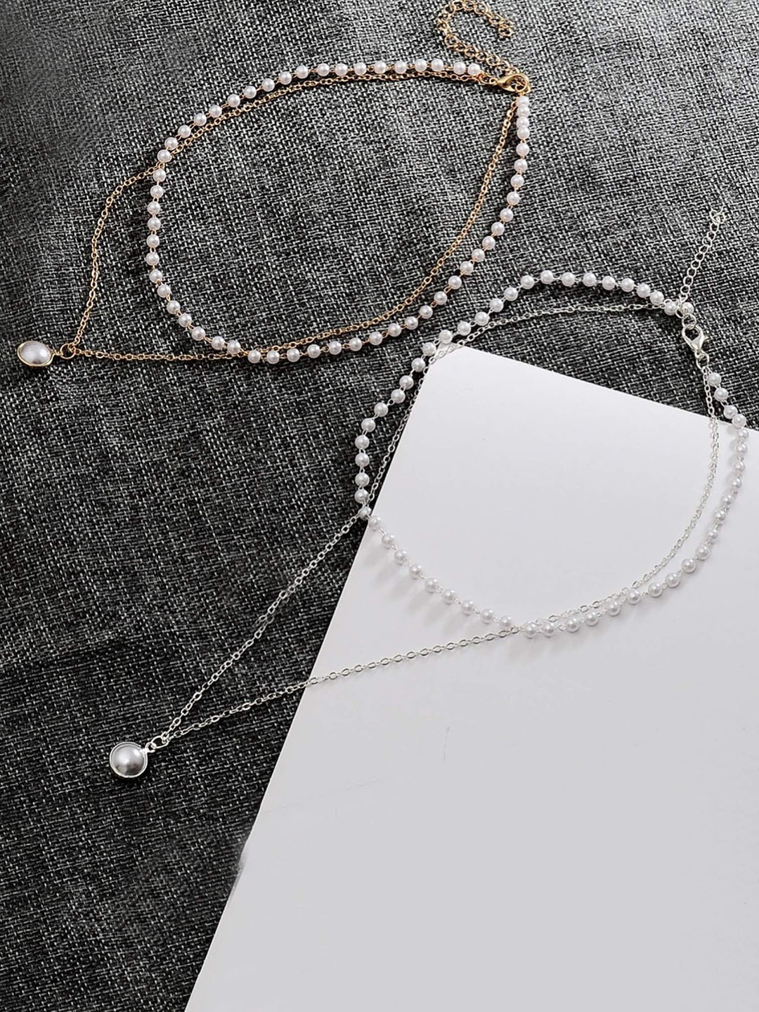 

Krelin Set Of 2 Gold & Silver-Plated Layer Pearl Pendant Chains