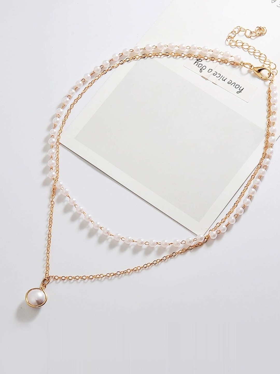 

Krelin Gold-Plated Double Layer Pearl Pendant Chains