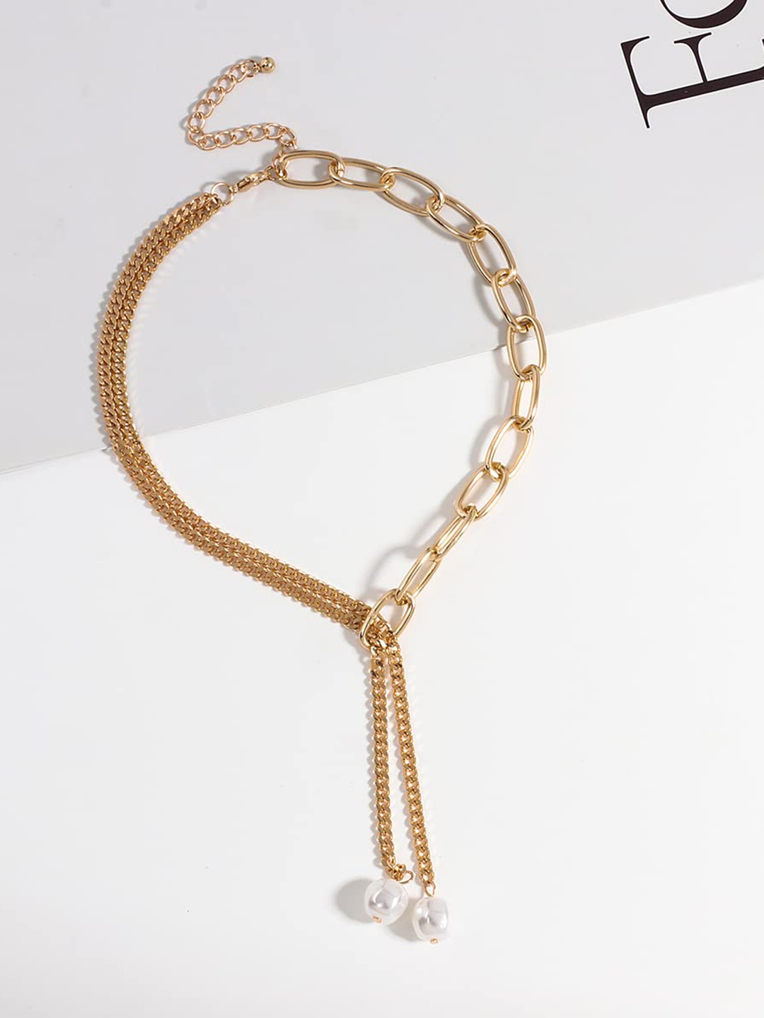 

Krelin Gold-Plated Hip Hop Long Faux Pearl Pendant Tassel Chain Pendant Necklace