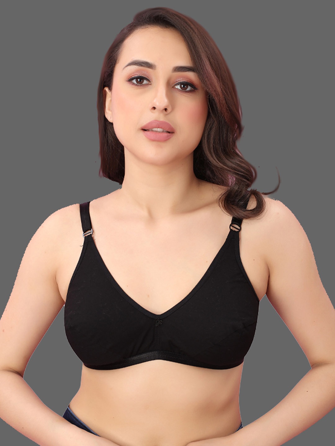 

N N ENTERPRISE Dry Fit Underwired Lightly Padded Pure Cotton Bra All Day Comfort, Black