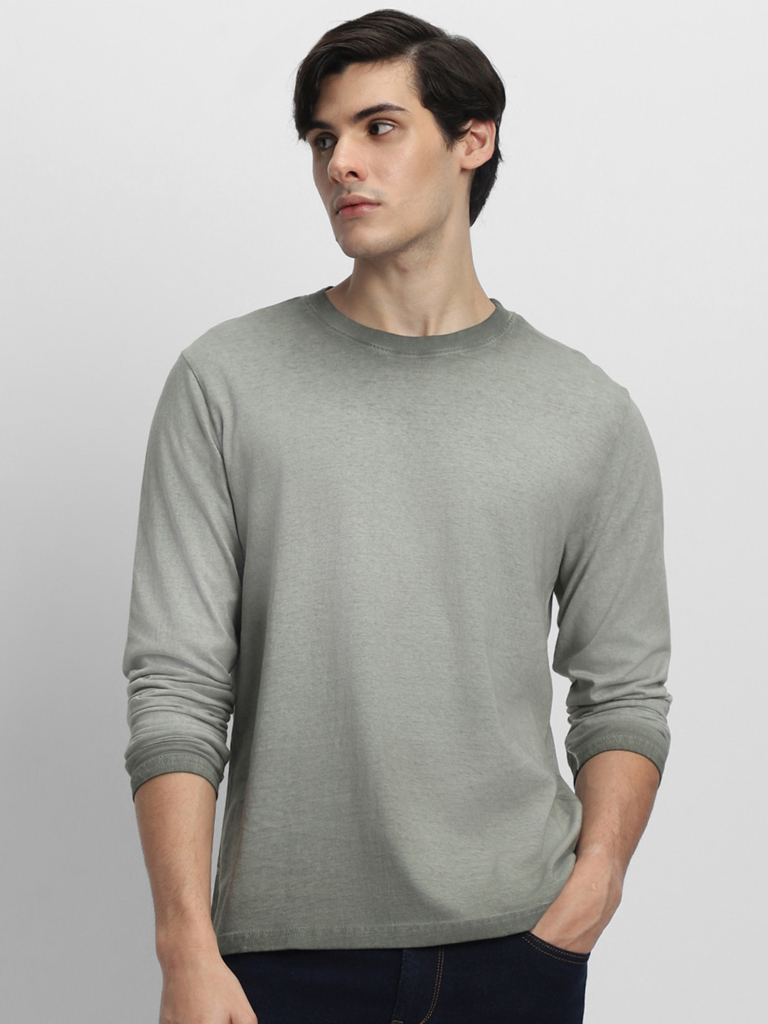 

Dennis Lingo Round Neck Pure Cotton T-shirt, Olive