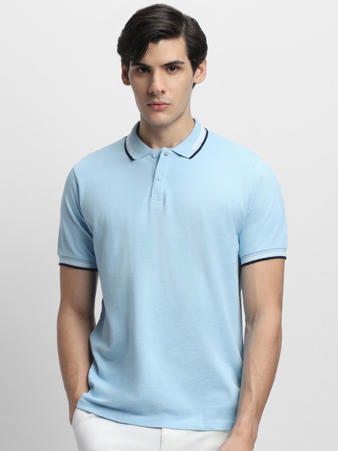 

Dennis Lingo Polo Collar Pure Cotton T-shirt, Blue