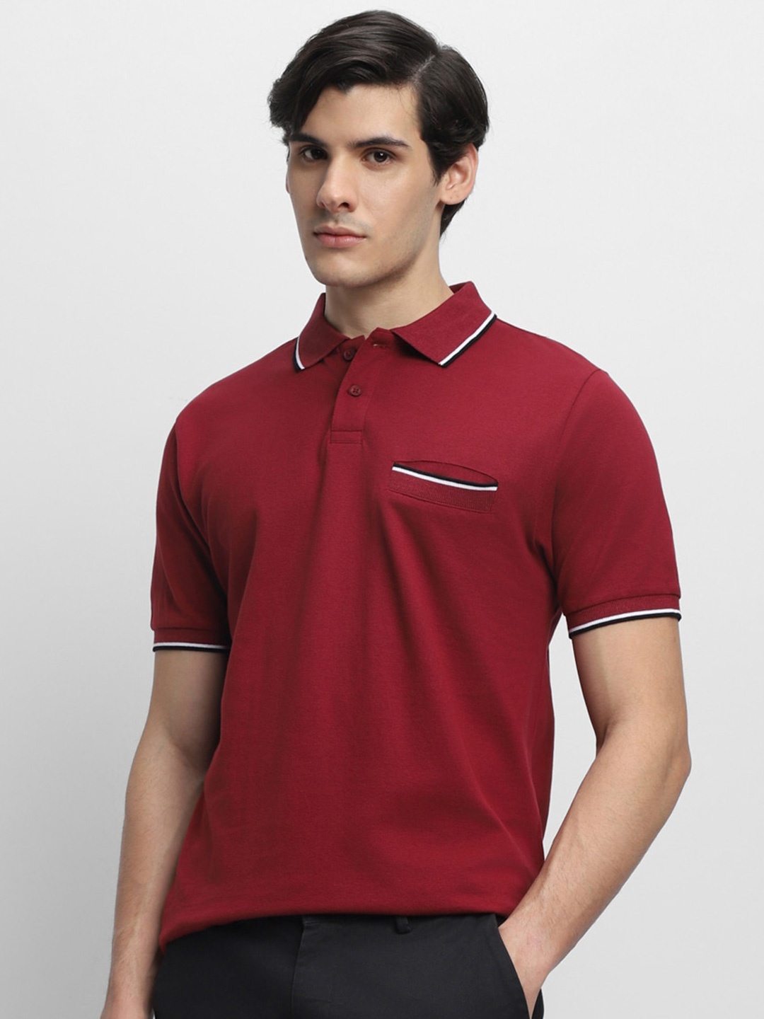 

Dennis Lingo Polo Collar Pure Cotton T-shirt, Maroon
