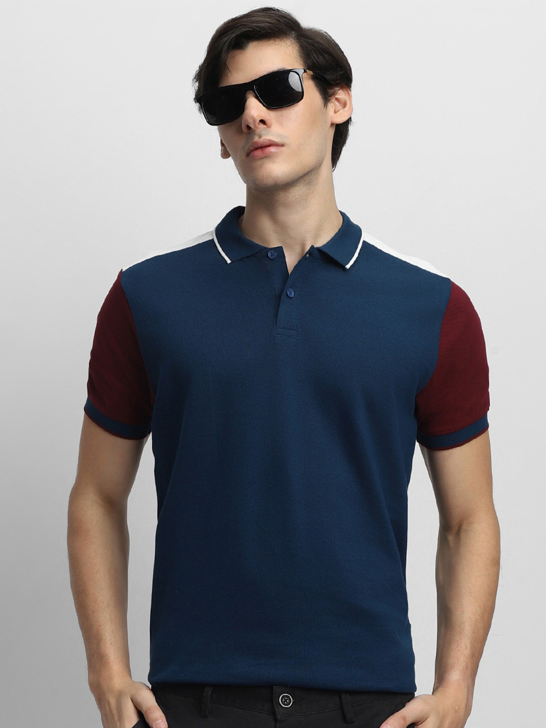 

Dennis Lingo Polo Collar Pure Cotton T-shirt, Navy blue