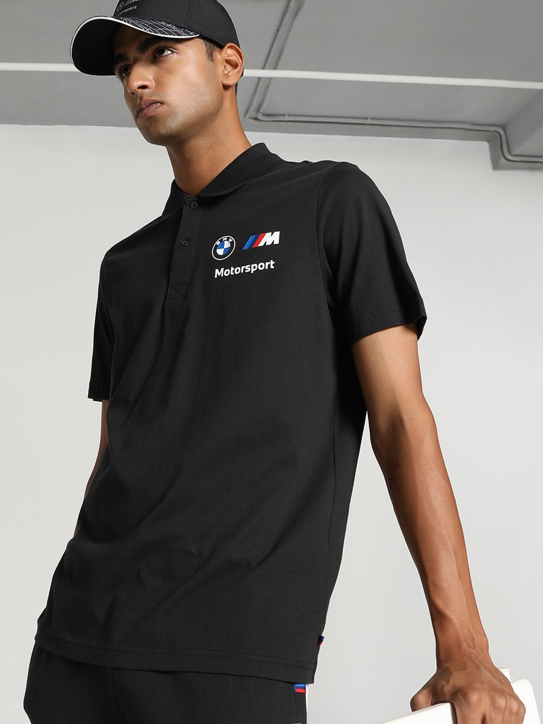 

PUMA Motorsport BMW M Printed Polo Collar Cotton T-shirt, Black