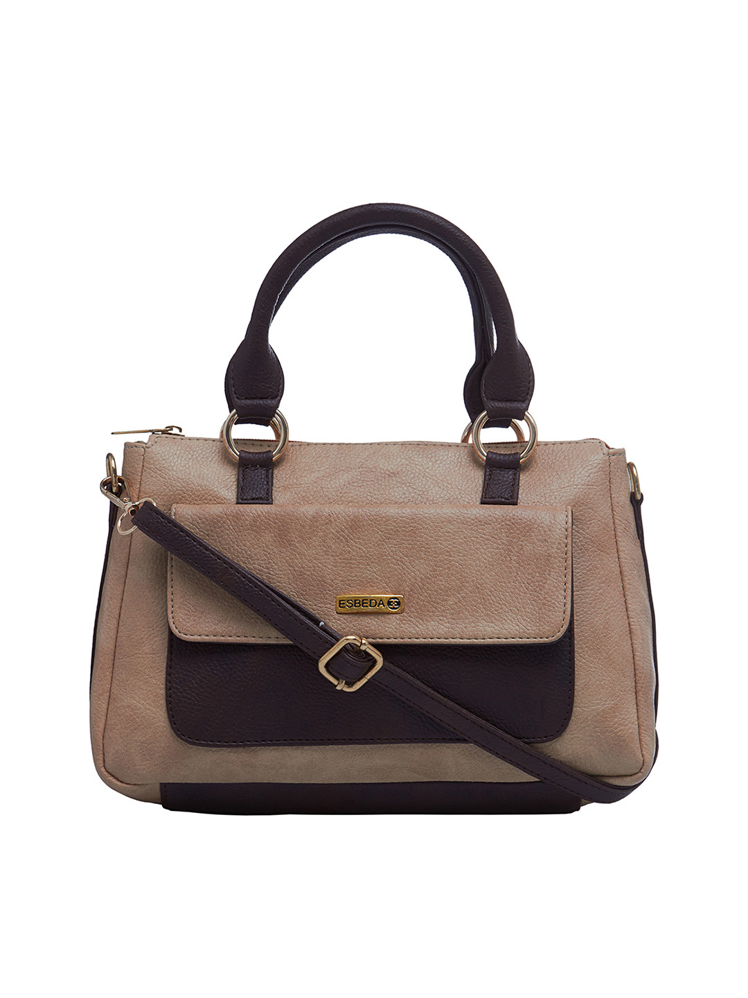 

ESBEDA Brown & Beige Solid Shoulder Bag