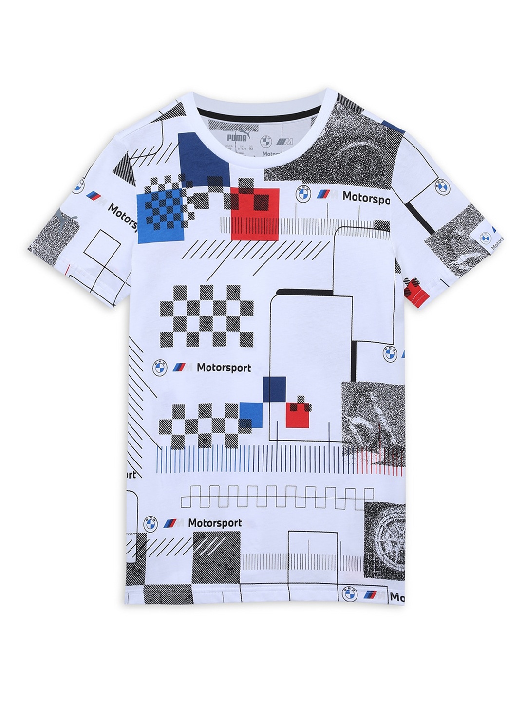 

PUMA Motorsport Kids BMW M Youth All-Over-Print Cotton T-shirt, White