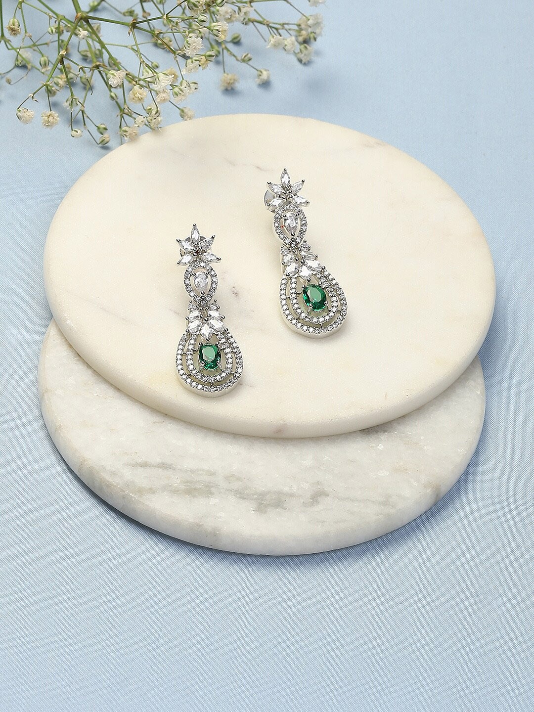 

Biba Silver Plated Stone Studded Drop Earrings